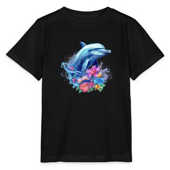 Dolphin, Dolphin, Sea, South Seas, Summer, Ocean, Dolphin - Stanley/Stella MINI CREATOR Kids’ T-Shirt - black - Front - Mikhail (115cm)