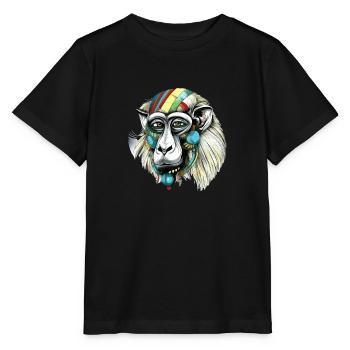 Kika the mandrill - Stanley/Stella MINI CREATOR Kids’ T-Shirt - black - Front - Mikhail (115cm)