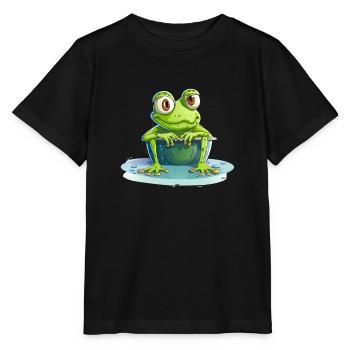 Une grenouille défie la chaleur du singe dans le seau d’eau - T-shirt bio MINI CREATOR Stanley/Stella Enfant - noir - Devant - Mikhail (115cm)