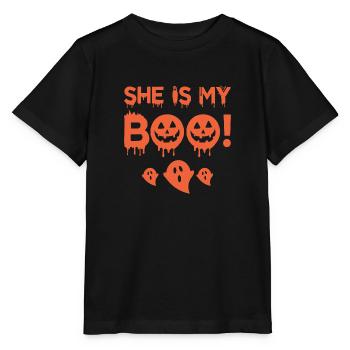 She is my Boo! - Stanley/Stella Kinder T-Shirt MINI CREATOR  - Schwarz - Vorne - Mikhail (115cm)