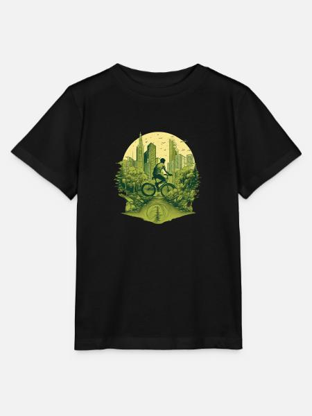 Urban Cyclist: Pedaling Eco-Friendly Cities - Stanley/Stella MINI CREATOR Kids’ T-Shirt - black