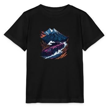 Rennwagen in den Bergen - Stanley/Stella Kinder T-Shirt MINI CREATOR  - Schwarz - Vorne - Mikhail (115cm)