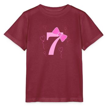 Kind zum 7. Geburtstag - Stanley/Stella Kinder T-Shirt MINI CREATOR  - Burgunderrot - Vorne - Kain (125cm)