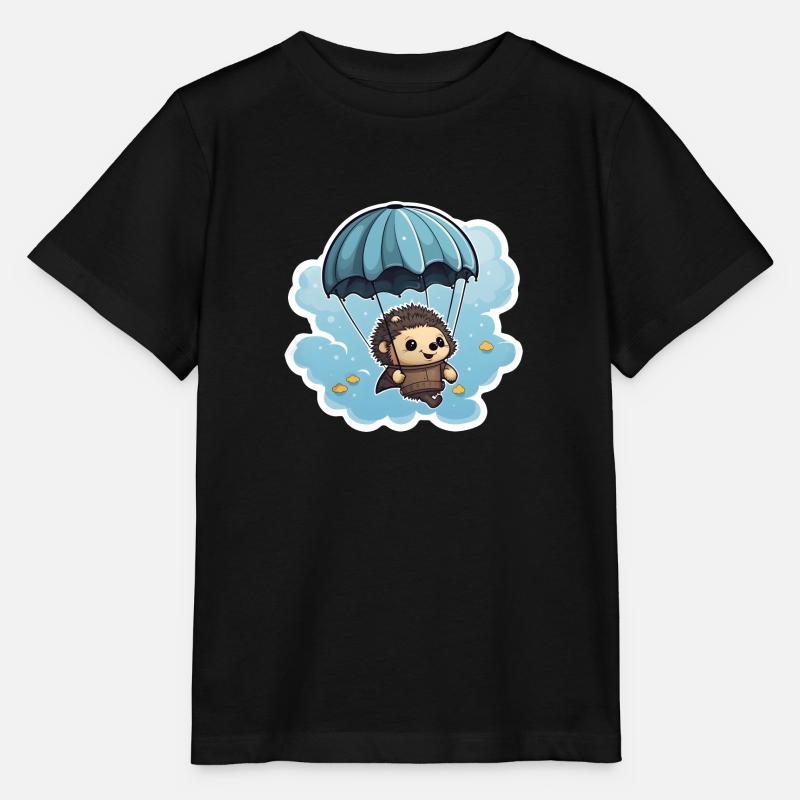 Igel mit Fallschirm - Stanley/Stella Kinder T-Shirt MINI CREATOR - Schwarz