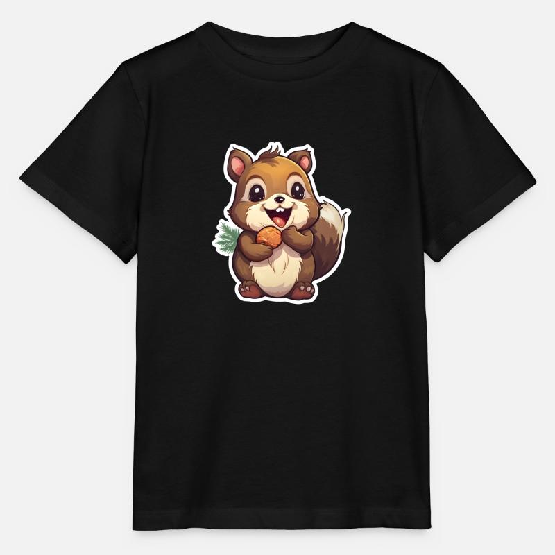 Süßes Eichhörnchen mit Nuss - Stanley/Stella Kinder T-Shirt MINI CREATOR  - Schwarz