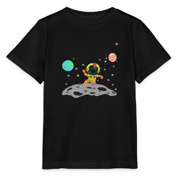 astronaute jaune et rouge - T-shirt bio MINI CREATOR Stanley/Stella Enfant - noir - Devant - Mikhail (115cm)