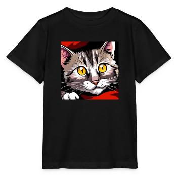 Mignon chat mendiant des yeux - T-shirt bio MINI CREATOR Stanley/Stella Enfant - noir - Devant - Mikhail (115cm)