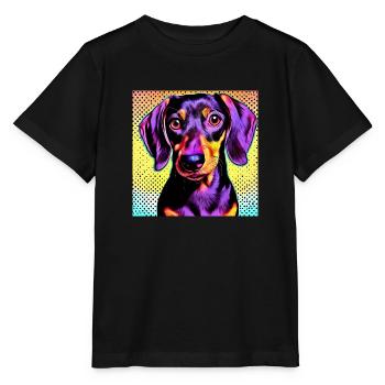 Teckel Pop Art - T-shirt bio MINI CREATOR Stanley/Stella Enfant - noir - Devant - Mikhail (115cm)