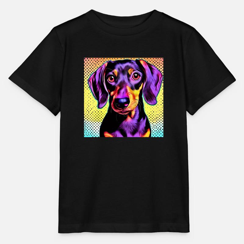 Dackel Pop Art - Stanley/Stella Kinder T-Shirt MINI CREATOR  - Schwarz