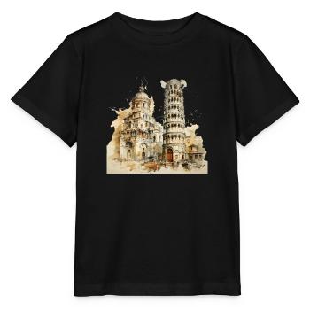 Leaning Tower of Pisa Italy abstract design - Stanley/Stella MINI CREATOR Kids’ T-Shirt - black - Front - Mikhail (115cm)
