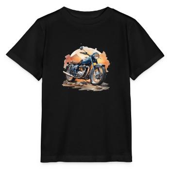 Sundown Serenity: Classic Bike in the Evening Glow - Stanley/Stella MINI CREATOR Kids’ T-Shirt - black - Front - Mikhail (115cm)