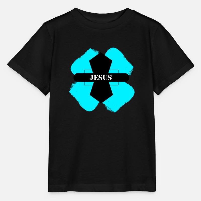Jésus croix turquoise - T-shirt bio MINI CREATOR Stanley/Stella Enfant - noir