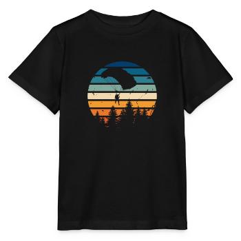 Retro-Fallschirm - Stanley/Stella Kinder T-Shirt MINI CREATOR  - Schwarz - Vorne - Mikhail (115cm)