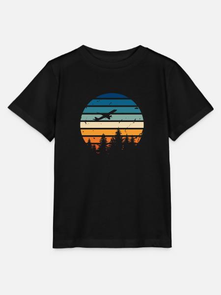 Retro-Flugzeuge - Stanley/Stella Kinder T-Shirt MINI CREATOR  - Schwarz