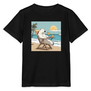 Eisbär bei Sonnenuntergang - Stanley/Stella Kinder T-Shirt MINI CREATOR  - Schwarz - Vorne - Mikhail (115cm)