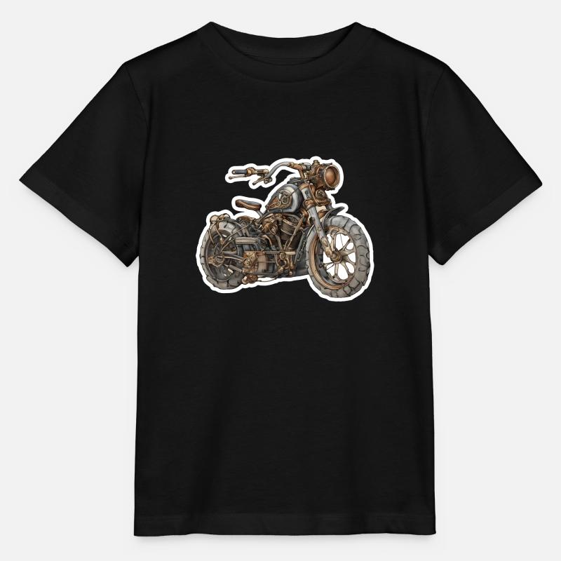 Moto / Cyclomoteur / Steampunk / Vélo / Machine - T-shirt bio MINI CREATOR Stanley/Stella Enfant - noir