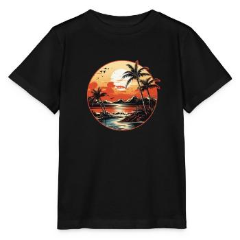 Retro PalmTree, Sundowner - Stanley/Stella MINI CREATOR Kids’ T-Shirt - black - Front - Mikhail (115cm)