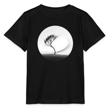 Une image en noir et blanc d’un arbre - T-shirt bio MINI CREATOR Stanley/Stella Enfant - noir - Devant - Mikhail (115cm)