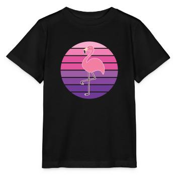 Flamingo Bird Retro Coucher de soleil - T-shirt bio MINI CREATOR Stanley/Stella Enfant - noir - Devant - Mikhail (115cm)