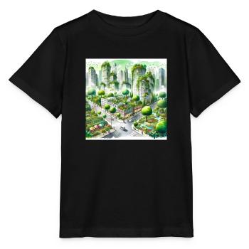 Watercolor Eco City - Stanley/Stella MINI CREATOR Kids’ T-Shirt - black - Front - Mikhail (115cm)