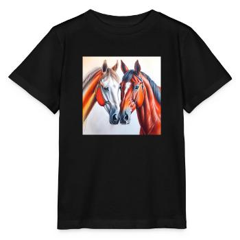 Tête de cheval#Chevaux - T-shirt bio MINI CREATOR Stanley/Stella Enfant - noir - Devant - Mikhail (115cm)