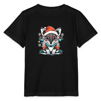 Weihnachtlicher Fuchs - Stanley/Stella Kinder T-Shirt MINI CREATOR  - Schwarz - Vorne - Mikhail (115cm)