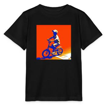 Kinderradfahrer auf dem Fahrrad - Stanley/Stella Kinder T-Shirt MINI CREATOR  - Schwarz - Vorne - Mikhail (115cm)