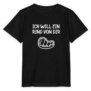 Ich will ein Rind von dir - Stanley/Stella Kinder T-Shirt MINI CREATOR  - Schwarz - Vorne - Mikhail (115cm)