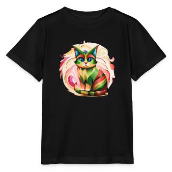 Color Burst Cat - Stanley/Stella MINI CREATOR Kids’ T-Shirt - black - Front - Mikhail (115cm)