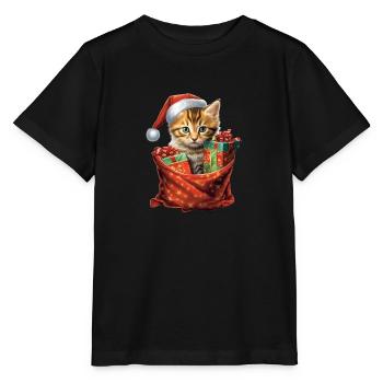 Christmas Kitten 1 - Stanley/Stella MINI CREATOR Kids’ T-Shirt - black - Front - Mikhail (115cm)