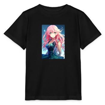 Fille manga anime aux cheveux roses - T-shirt bio MINI CREATOR Stanley/Stella Enfant - noir - Devant - Mikhail (115cm)
