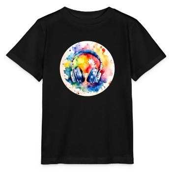 Casque audio coloré Musique - T-shirt bio MINI CREATOR Stanley/Stella Enfant - noir - Devant - Mikhail (115cm)