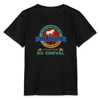 Equitation cheval Therapie - T-shirt bio MINI CREATOR Stanley/Stella Enfant - noir - Devant - Mikhail (115cm)
