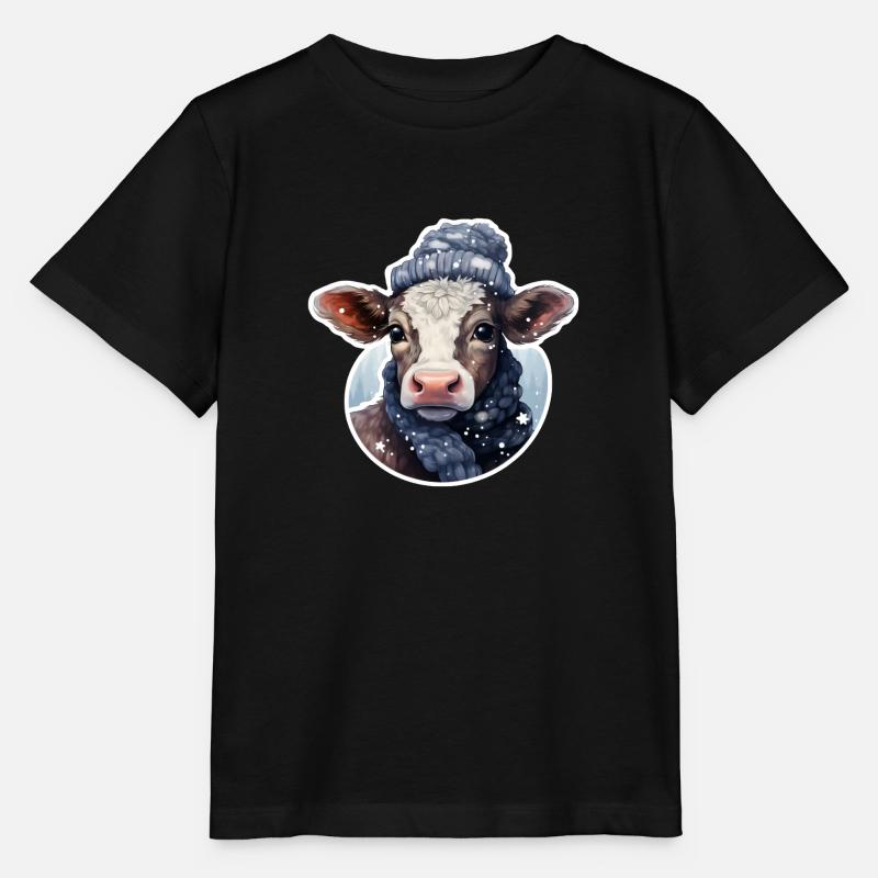 Mega süßes Kälbchen im Winter - Stanley/Stella Kinder T-Shirt MINI CREATOR  - Schwarz