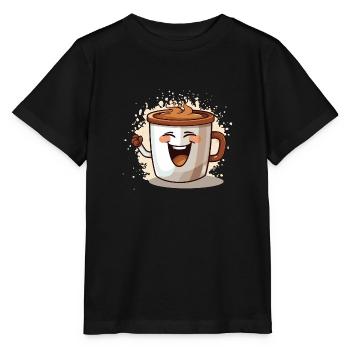 Tasse à café très gaie - T-shirt bio MINI CREATOR Stanley/Stella Enfant - noir - Devant - Mikhail (115cm)