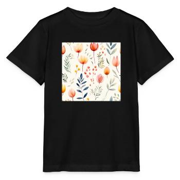 Blühen in Aquarellfarben - Stanley/Stella Kinder T-Shirt MINI CREATOR  - Schwarz - Vorne - Mikhail (115cm)