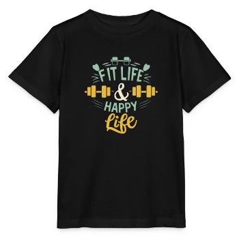Fit Life Happy Life Fitnessstudio und Fit Lifestyle Design - Stanley/Stella Kinder T-Shirt MINI CREATOR  - Schwarz - Vorne - Mikhail (115cm)