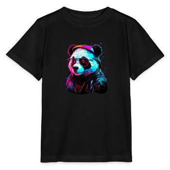 Panda hipster - Stanley/Stella MINI CREATOR Kids’ T-Shirt - black - Front - Mikhail (115cm)