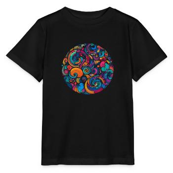 Psychedelischer Wirbel - Stanley/Stella Kinder T-Shirt MINI CREATOR  - Schwarz - Vorne - Mikhail (115cm)