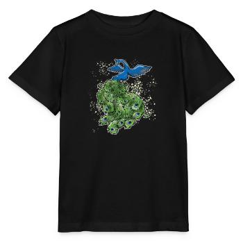 Scan paon Art déco contour coloré - T-shirt bio MINI CREATOR Stanley/Stella Enfant - noir - Devant - Mikhail (115cm)