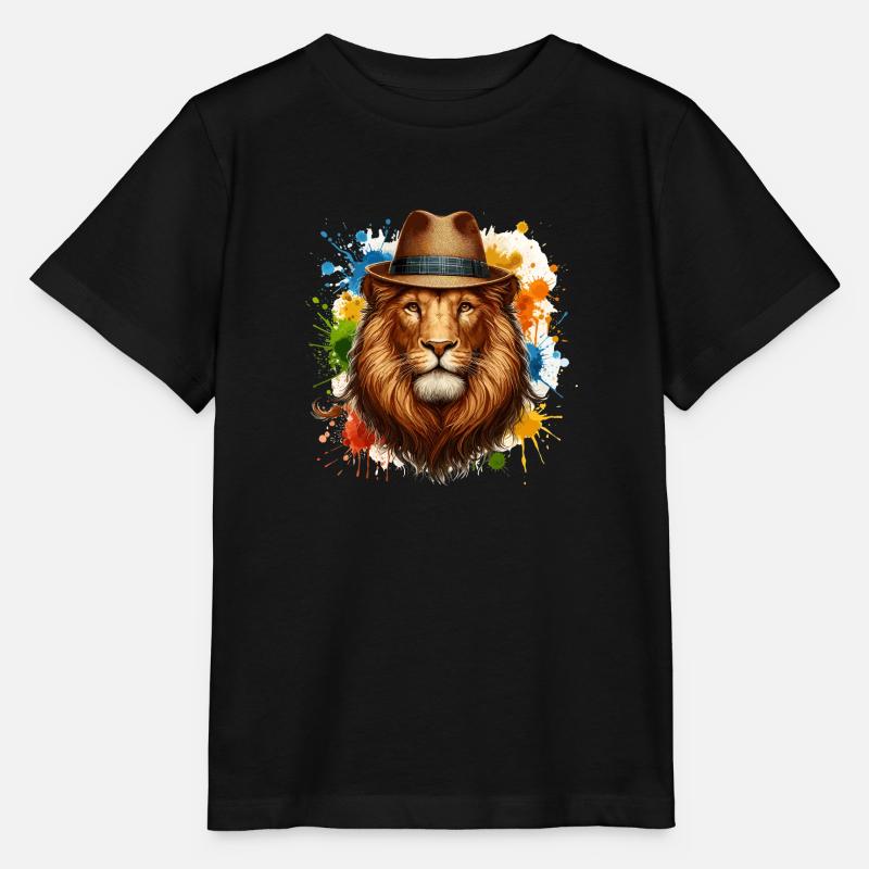 Lion avec chapeau - T-shirt bio MINI CREATOR Stanley/Stella Enfant - noir