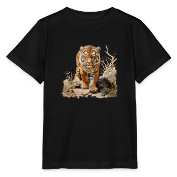 Das Streifenmuster macht einen Tiger bekannt - Stanley/Stella Kinder T-Shirt MINI CREATOR  - Schwarz - Vorne - Mikhail (115cm)