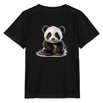 Mignon petit ours panda - T-shirt bio MINI CREATOR Stanley/Stella Enfant - noir - Devant - Mikhail (115cm)