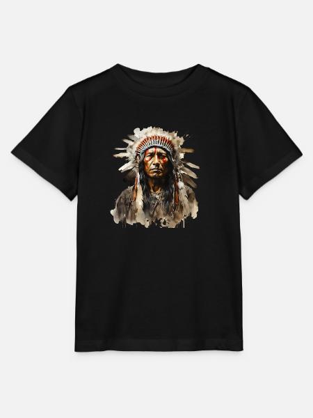 Sioux Indianer im Federschmuck - Stanley/Stella Kinder T-Shirt MINI CREATOR  - Schwarz