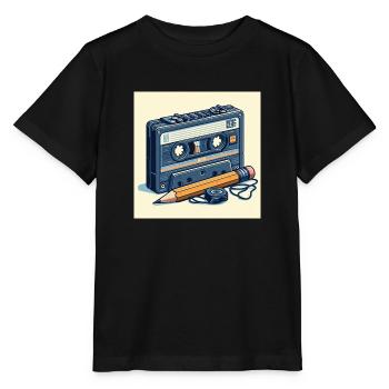 Bleistift und Kassette - Stanley/Stella Kinder T-Shirt MINI CREATOR  - Schwarz - Vorne - Mikhail (115cm)