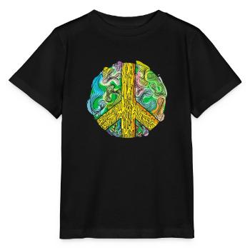 Peace - Friedenszeichen Aquarel Abstrakt - Stanley/Stella Kinder T-Shirt MINI CREATOR  - Schwarz - Vorne - Mikhail (115cm)