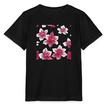 Hawaiianische Blumen - Stanley/Stella Kinder T-Shirt MINI CREATOR  - Schwarz - Vorne - Mikhail (115cm)