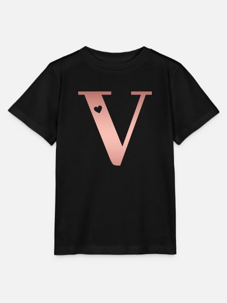 Buchstabe V Roségold - Stanley/Stella Kinder T-Shirt MINI CREATOR - Schwarz