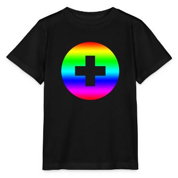 Arc-en-ciel rond plus croix - T-shirt bio MINI CREATOR Stanley/Stella Enfant - noir - Devant - Mikhail (115cm)