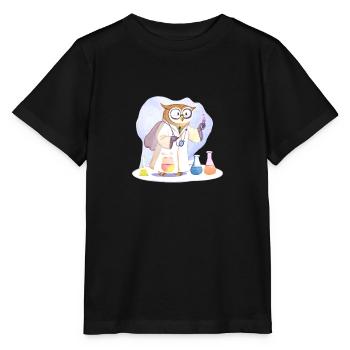 Clever Owl Scientist : Expériences à Weish - T-shirt bio MINI CREATOR Stanley/Stella Enfant - noir - Devant - Mikhail (115cm)